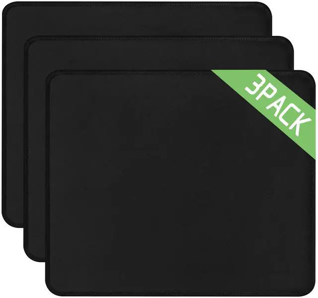 Main image of 3 Pack Mouse Pad, Stitched Edges and Non-Slip Rubber Base, Black | 10.2 x 8.3 Inch Mousepad with Smooth Surface, Durable Washable Mousepads for Laptop, PC and Office