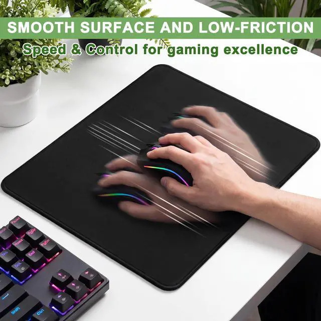 Alt view image 3 of 7 - 3 Pack Mouse Pad, Stitched Edges and Non-Slip Rubber Base, Black | 10.2 x 8.3 Inch Mousepad with Smooth Surface, Durable Washable Mousepads for Laptop, PC and Office
