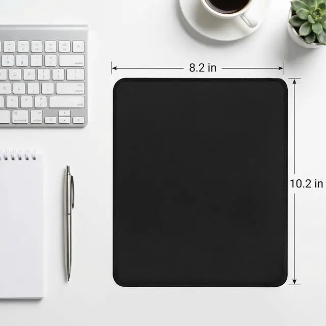 Alt view image 5 of 7 - 3 Pack Mouse Pad, Stitched Edges and Non-Slip Rubber Base, Black | 10.2 x 8.3 Inch Mousepad with Smooth Surface, Durable Washable Mousepads for Laptop, PC and Office