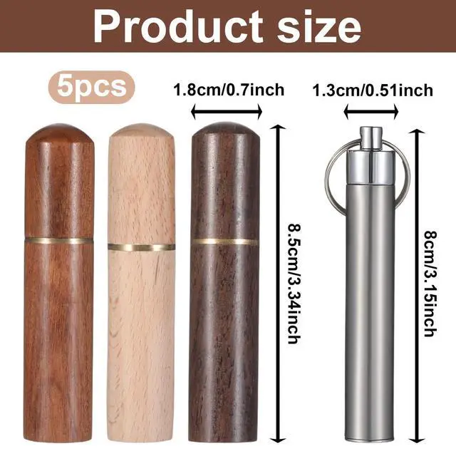 Alt view image 2 of 7 - 5Pcs Portable Wood Toothpick Holder, Mini Pocket Tooth Pick Box | Travel Metal Tooth Pick Carrying Case for Storage Needle, Toothpicks, Ear Pick, Cotton Swab, and Other Small Objects