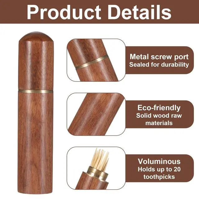 Alt view image 5 of 7 - 5Pcs Portable Wood Toothpick Holder, Mini Pocket Tooth Pick Box | Travel Metal Tooth Pick Carrying Case for Storage Needle, Toothpicks, Ear Pick, Cotton Swab, and Other Small Objects