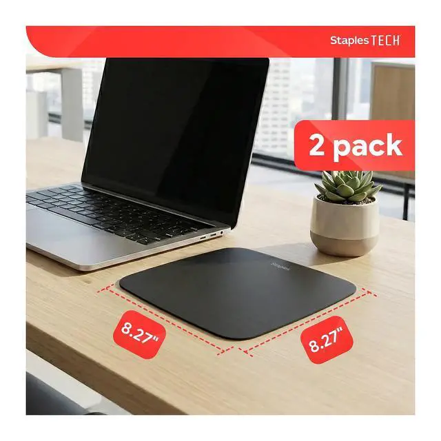 Alt view image 2 of 7 - Mouse Pad, Standard Black, 2-Pack | Smooth surface for computers and laptops at home or office desks.