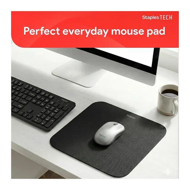 Alt view image 4 of 7 - Mouse Pad, Standard Black, 2-Pack | Smooth surface for computers and laptops at home or office desks.