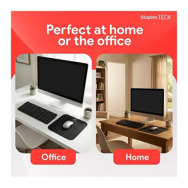 Alt view image 6 of 7 - Mouse Pad, Standard Black, 2-Pack | Smooth surface for computers and laptops at home or office desks.