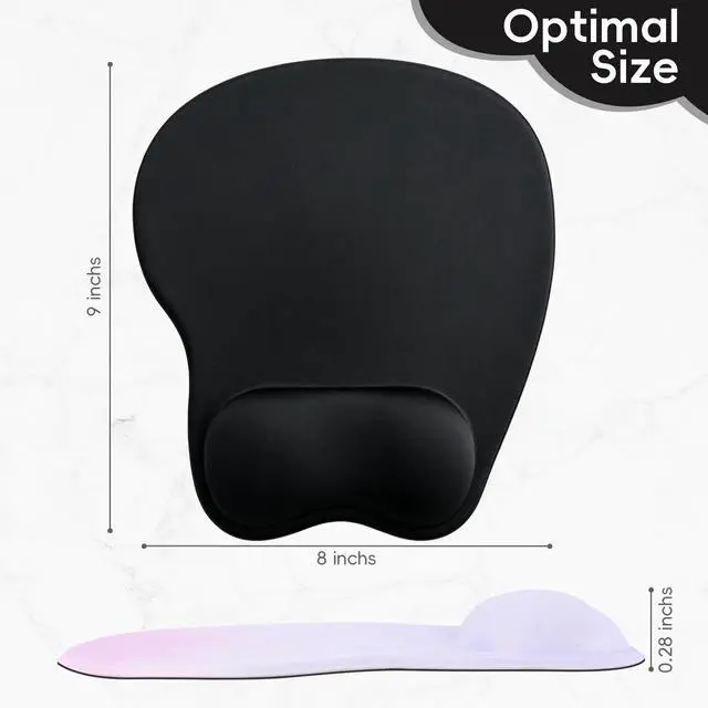 Alt view image 2 of 7 - Mouse Pad with Wrist Rest Ergonomic Mouse Pad with Comfortable M-Shape Pain Relief Wrist Support Non-Slip PU Base Mousepad for Laptop, Office & Home (Black)