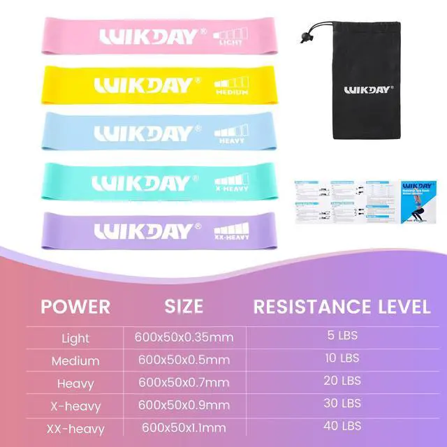 Alt view image 2 of 7 - Resistance Bands for Working Out Exercise Loop Bands, Pastel | Set of 5 Variety of Resistance Levels, Workout Equipment, Body Stretching Training, Home Travel Physical Therapy, Booty Legs