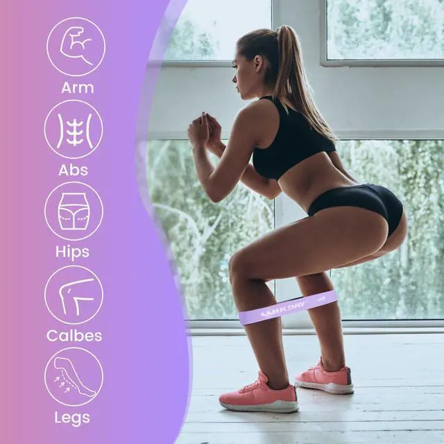 Alt view image 4 of 7 - Resistance Bands for Working Out Exercise Loop Bands, Pastel | Set of 5 Variety of Resistance Levels, Workout Equipment, Body Stretching Training, Home Travel Physical Therapy, Booty Legs
