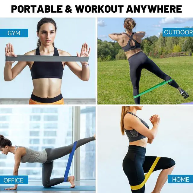 Alt view image 5 of 5 - Resistance Loop Exercise Bands for Working Out, Fitness Elastic Bands, Workout Bands for Home Gym, Stretching, Yoga, Pilates, Physical Therapy (5pcs Set) - Multicolor