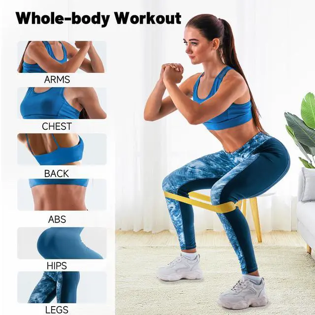 Alt view image 4 of 5 - Resistance Loop Exercise Bands for Working Out, Fitness Elastic Bands, Workout Bands for Home Gym, Stretching, Yoga, Pilates, Physical Therapy (5pcs Set) - Multicolor