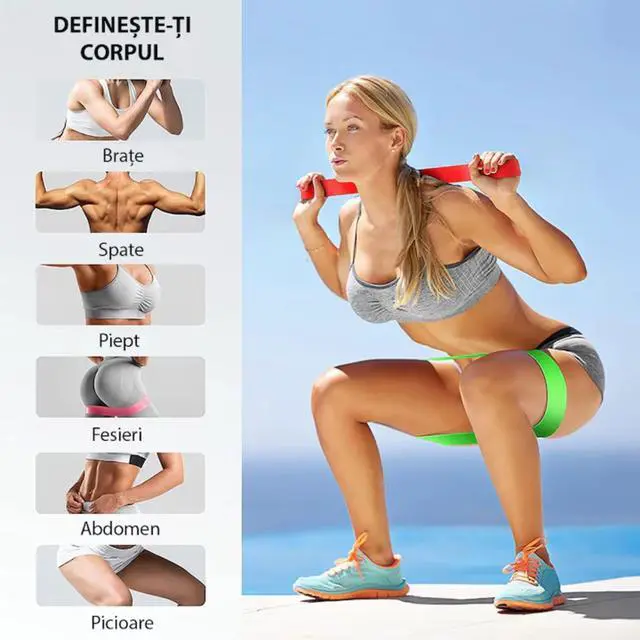 Alt view image 4 of 7 - Resistance Bands,Set of 5 Exercise Bands with Different Strength Levels,Elastic Resistance Loop Bands for Exercise, Pilates,Yoga, Stretching, Home Fitness