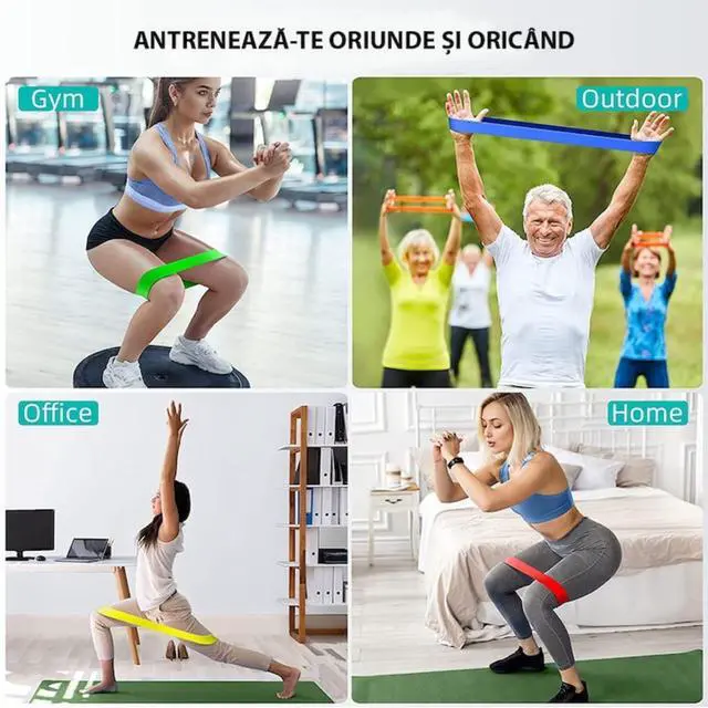 Alt view image 6 of 7 - Resistance Bands,Set of 5 Exercise Bands with Different Strength Levels,Elastic Resistance Loop Bands for Exercise, Pilates,Yoga, Stretching, Home Fitness