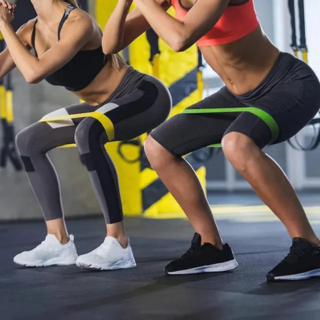 Alt view image 5 of 7 - Resistance Bands,Set of 5 Exercise Bands with Different Strength Levels,Elastic Resistance Loop Bands for Exercise, Pilates,Yoga, Stretching, Home Fitness
