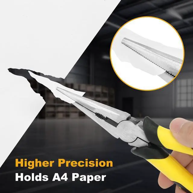 Alt view image 2 of 7 - Premium 8-Inch Needle Nose Pliers, Heavy-Duty Steel Long Nose Cutting Pliers with Wire Cutter, Paper Clamp Precision, Anti-Slip Comfort Grip for Home, Fishing, Jewelry and Crafts