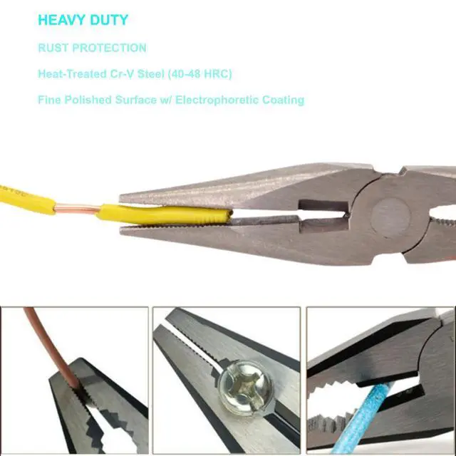 Alt view image 2 of 5 - 8-Inch Needle Nose Pliers: Paper Clamp Precision, Premium Heavy-Duty CRV Steel, Large Soft Grip with Wire Cutter,Chrome Vanadium Steel Long Nose Cutting Pliers