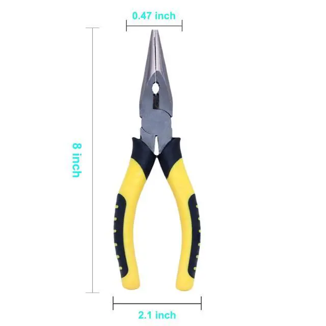 Alt view image 4 of 5 - 8-Inch Needle Nose Pliers: Paper Clamp Precision, Premium Heavy-Duty CRV Steel, Large Soft Grip with Wire Cutter,Chrome Vanadium Steel Long Nose Cutting Pliers