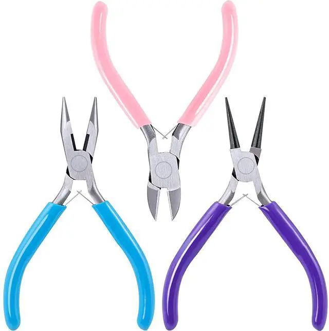 Main image of 3 Pack Jewelry Pliers Set Tools for Jewelry Making and Repair | Needle Nose; Round Nose; Wire Cutters Chain Nose Pliers; Jewelry Making Repair Wire cut