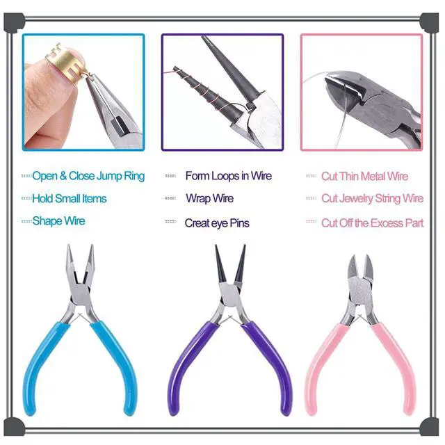 Alt view image 2 of 4 - 3 Pack Jewelry Pliers Set Tools for Jewelry Making and Repair | Needle Nose; Round Nose; Wire Cutters Chain Nose Pliers; Jewelry Making Repair Wire cut