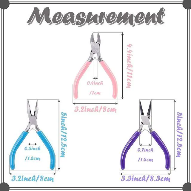 Alt view image 3 of 4 - 3 Pack Jewelry Pliers Set Tools for Jewelry Making and Repair | Needle Nose; Round Nose; Wire Cutters Chain Nose Pliers; Jewelry Making Repair Wire cut