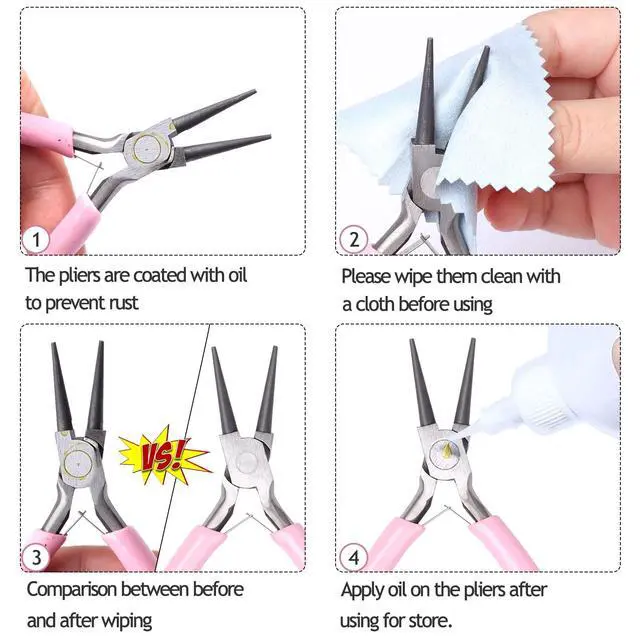 Alt view image 4 of 4 - 3 Pack Jewelry Pliers Set Tools for Jewelry Making and Repair | Needle Nose; Round Nose; Wire Cutters Chain Nose Pliers; Jewelry Making Repair Wire cut