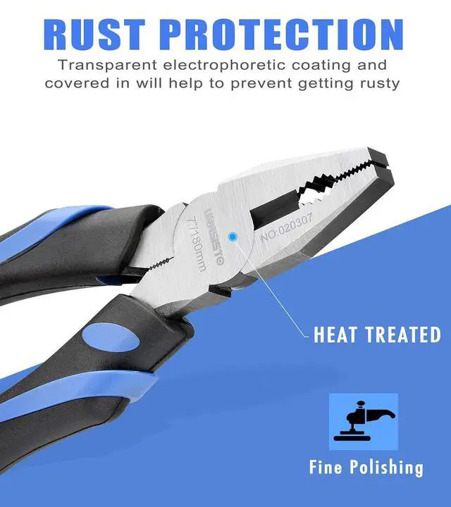 Alt view image 3 of 7 - 6-Inch Linesman Pliers with heavy Duty Nickel Chromium Steel Construction