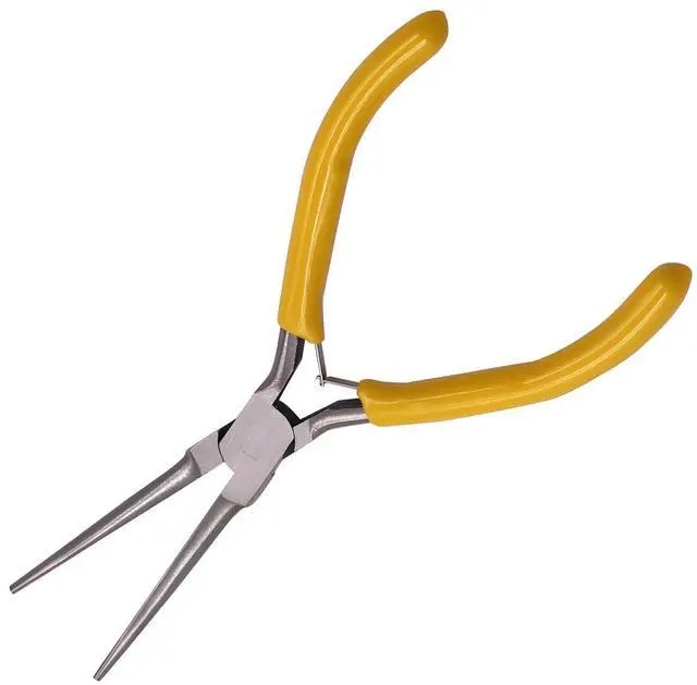 Main image of Mini Needle Nose Plier, Metal Non-Serrated Precision Pliers with Anti-Slip Grip Handle, Auto Long Nose Plier Accessory for Bending Wires, Jewelry Making, and Small Object Gripping(Needle)