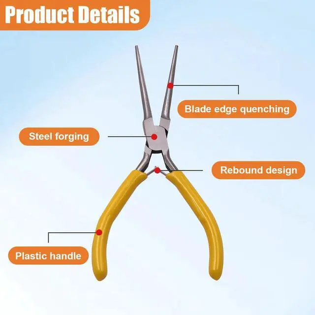 Alt view image 3 of 6 - Mini Needle Nose Plier, Metal Non-Serrated Precision Pliers with Anti-Slip Grip Handle, Auto Long Nose Plier Accessory for Bending Wires, Jewelry Making, and Small Object Gripping(Needle)