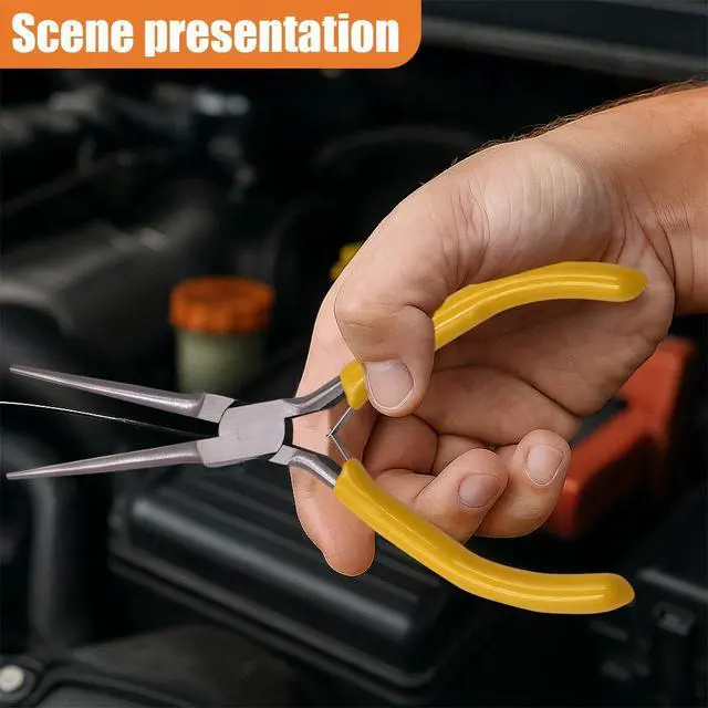 Alt view image 6 of 6 - Mini Needle Nose Plier, Metal Non-Serrated Precision Pliers with Anti-Slip Grip Handle, Auto Long Nose Plier Accessory for Bending Wires, Jewelry Making, and Small Object Gripping(Needle)