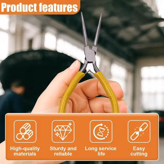 Alt view image 5 of 6 - Mini Needle Nose Plier, Metal Non-Serrated Precision Pliers with Anti-Slip Grip Handle, Auto Long Nose Plier Accessory for Bending Wires, Jewelry Making, and Small Object Gripping(Needle)