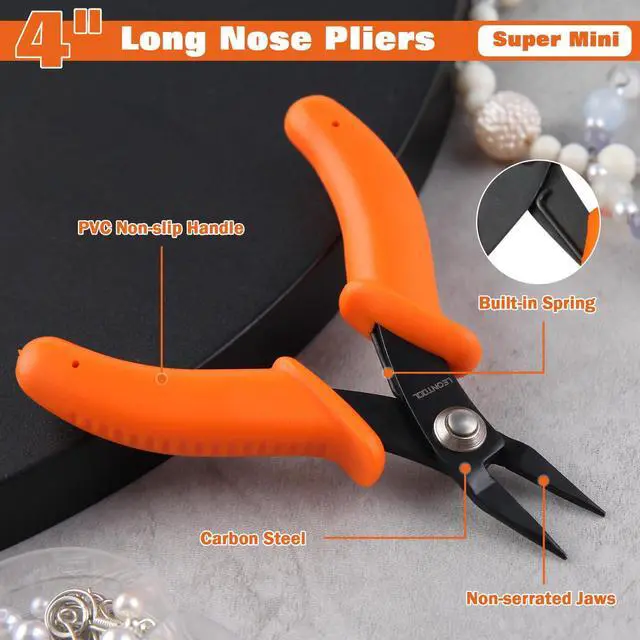 Alt view image 3 of 7 - 4-Inch Long Nose Pliers Tweezer Nose Specialty Pointed Nose Plier | 1mm Diameter Tip, Smooth Jaw, Micro Precision Needle Nose Chain Nose Pliers for Jewelry Making Wire Wrapping, Object Gripping