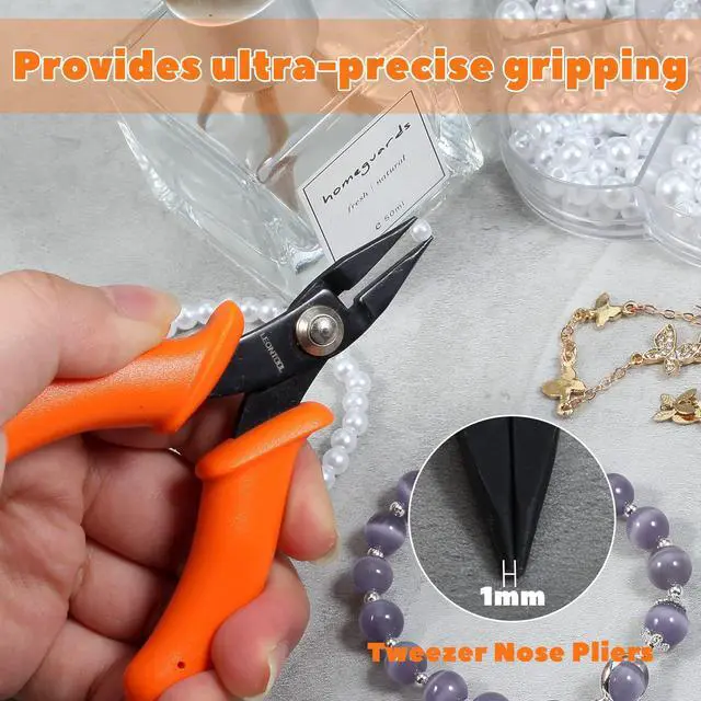 Alt view image 4 of 7 - 4-Inch Long Nose Pliers Tweezer Nose Specialty Pointed Nose Plier | 1mm Diameter Tip, Smooth Jaw, Micro Precision Needle Nose Chain Nose Pliers for Jewelry Making Wire Wrapping, Object Gripping