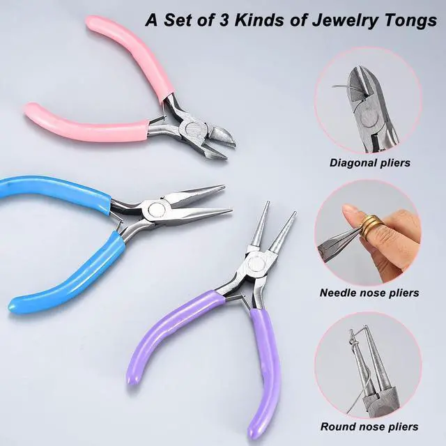 Alt view image 3 of 7 - 3 Pcs Pliers for Jewelry Making, Jewelry Pliers Set for Jewelry Repair | Jewelry Making Tools - Needle/Round Nose Pliers and Wire Cutters for Crafting, Beading, Jump Rings, Wire Wrapping, DIY