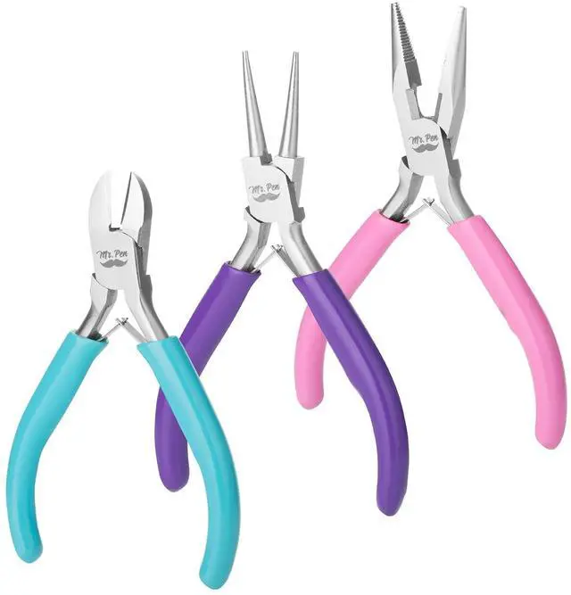 Main image of Pliers for Jewelry Making, 3 Pack, Chain Nose | Round Nose Pliers Set and Wire Cutter for Beading, Wire Wrapping, Jump Rings, Jewelry Repair, Crafting, DIY