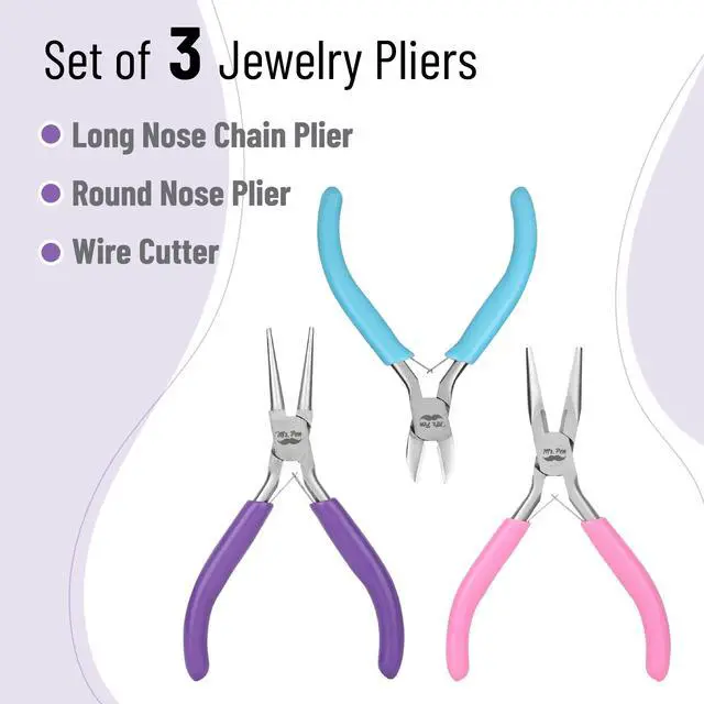 Alt view image 2 of 7 - Pliers for Jewelry Making, 3 Pack, Chain Nose | Round Nose Pliers Set and Wire Cutter for Beading, Wire Wrapping, Jump Rings, Jewelry Repair, Crafting, DIY