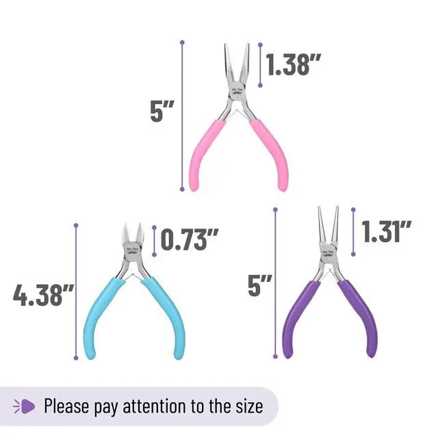 Alt view image 3 of 7 - Pliers for Jewelry Making, 3 Pack, Chain Nose | Round Nose Pliers Set and Wire Cutter for Beading, Wire Wrapping, Jump Rings, Jewelry Repair, Crafting, DIY