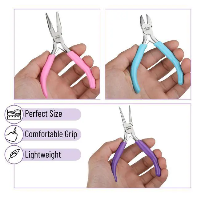 Alt view image 4 of 7 - Pliers for Jewelry Making, 3 Pack, Chain Nose | Round Nose Pliers Set and Wire Cutter for Beading, Wire Wrapping, Jump Rings, Jewelry Repair, Crafting, DIY