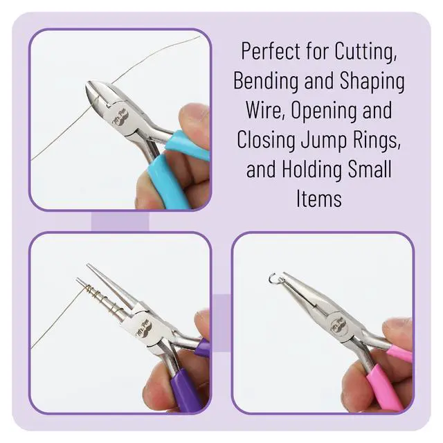 Alt view image 5 of 7 - Pliers for Jewelry Making, 3 Pack, Chain Nose | Round Nose Pliers Set and Wire Cutter for Beading, Wire Wrapping, Jump Rings, Jewelry Repair, Crafting, DIY