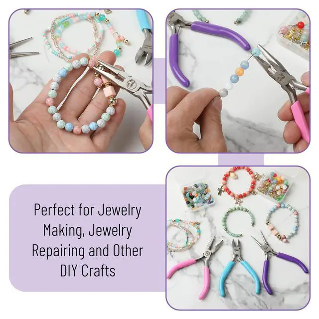 Alt view image 6 of 7 - Pliers for Jewelry Making, 3 Pack, Chain Nose | Round Nose Pliers Set and Wire Cutter for Beading, Wire Wrapping, Jump Rings, Jewelry Repair, Crafting, DIY
