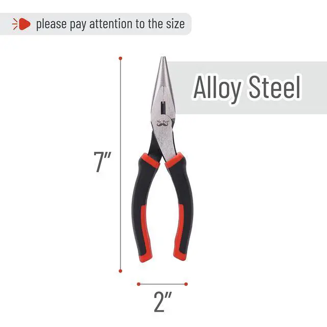 Alt view image 2 of 7 - Needle Nose Pliers, 7 Inch, Long Nose Pliers | Needle Nose Pliers Tool, Pliers Needle Nose, Long Nose Pliers with Cutter, Wire Wrapping, Crafts, Jewelry Making Supplies