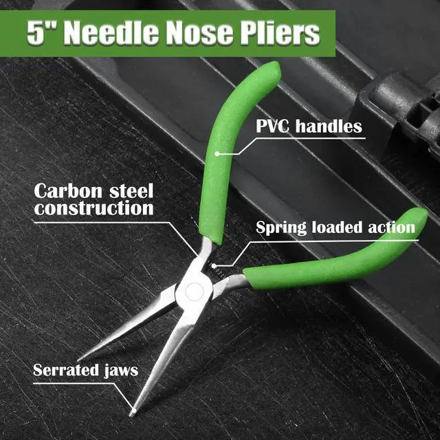 Alt view image 2 of 7 - Small Needle Nose Pliers for Jewelry Making, 5 Inches Long Nose Pliers with Long Tapering Mini Pliers Serrated Jaws for Bending Wire, Gripping