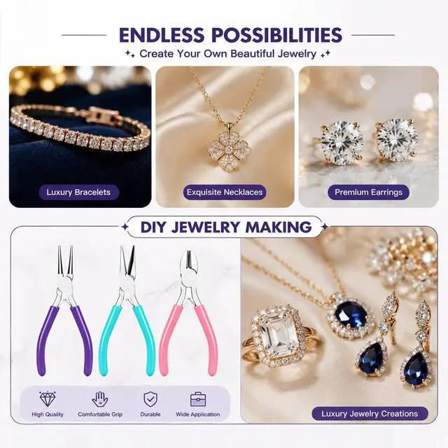 Alt view image 6 of 7 - Pliers for Jewelry Making, 3 Pcs Set Needle Nose Wire Cutters | Jewelry Making Tools For Wire Wrapping, Beading, Crafts & Jewelry Repair. Durable, Rustproof, Non-Slip Handles.