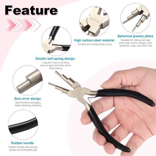 Alt view image 3 of 7 - 2-in-1 Jewelry Pliers & Wire Looping Tool | High-Carbon Steel, Bail Making Pliers, 2-9mm Adjustable Jaws, Professional Hand Wire Wrapping