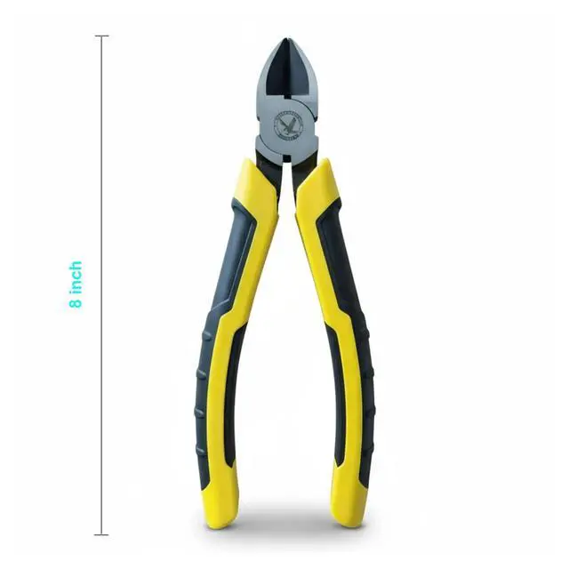 Alt view image 2 of 7 - 8-Inch Heavy Duty Diagonal Cutting Pliers, 50CrV Steel with 65HRC Hardened Cutting Edges, Bi-Material Anti-Slip Grip - Ideal for Electrical Wire, Cable & Metal Cutting