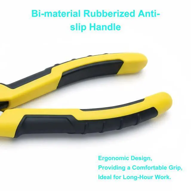 Alt view image 4 of 7 - 8-Inch Heavy Duty Diagonal Cutting Pliers, 50CrV Steel with 65HRC Hardened Cutting Edges, Bi-Material Anti-Slip Grip - Ideal for Electrical Wire, Cable & Metal Cutting