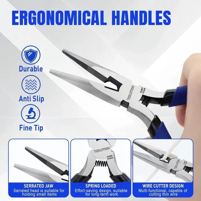 Alt view image 4 of 6 - 5 Inch Needle Nose Pliers Small Jewelry Pliers Tool | Mini Precision Pliers with Wire Cutter, Spring Loaded for Jewelry Making, DIY Crafts, Electronics Repair, Precision Work