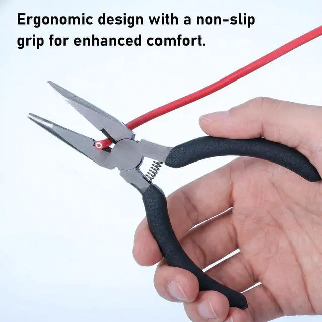 Alt view image 4 of 7 - 5" Mini Needle Nose Pliers, Long Nose Jewelry Making Pliers | Precision Small Needle Nose Pliers with Wire Cutter for Electronic Repair