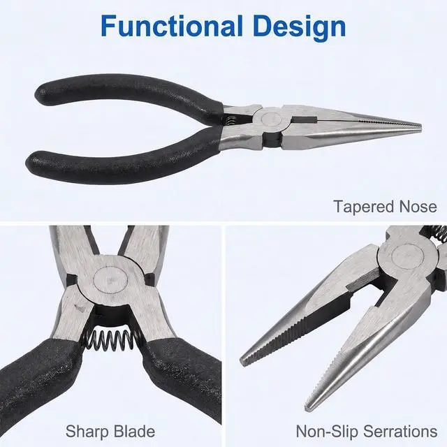 Alt view image 6 of 7 - 5" Mini Needle Nose Pliers, Long Nose Jewelry Making Pliers | Precision Small Needle Nose Pliers with Wire Cutter for Electronic Repair