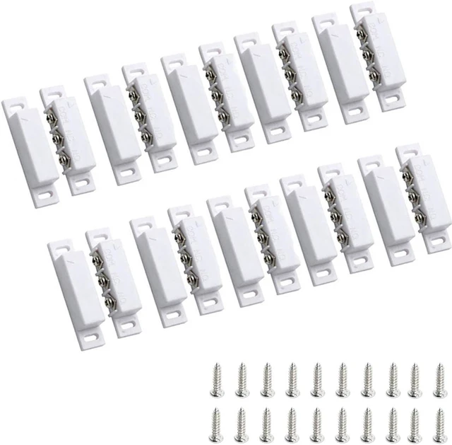 Main image of MC-31B NC/NO Surface Mount Magnetic Reed Door/Window Switch, Contact Sensor for Home Security & Burglar Alarms, Sets of 10, White