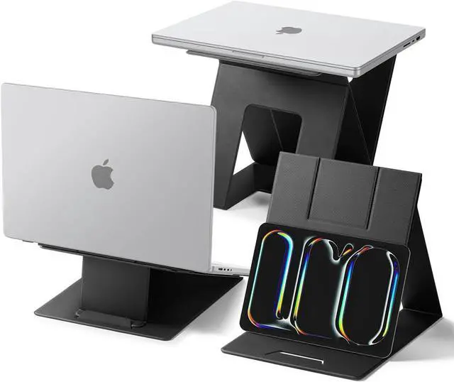 Main image of Slim Fold Portable Standing Desk Laptop Stand Foldable Ergonomic Angle Lift Anti-Slip Compatible with MacBook Neo, MacBook Air, MacBook Pro 11"-16" and iPad/Air/Pro and More - Black (LD201-S10)