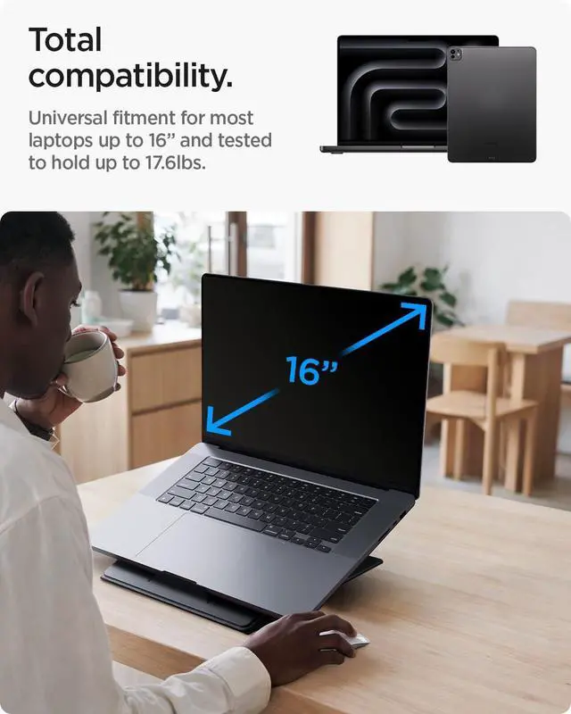 Alt view image 2 of 7 - Slim Fold Portable Standing Desk Laptop Stand Foldable Ergonomic Angle Lift Anti-Slip Compatible with MacBook Neo, MacBook Air, MacBook Pro 11"-16" and iPad/Air/Pro and More - Black (LD201-S10)