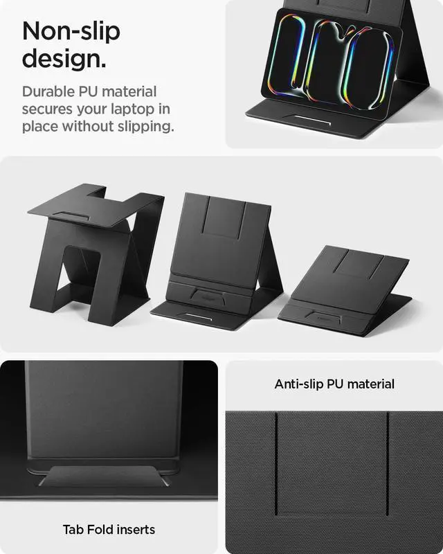 Alt view image 6 of 7 - Slim Fold Portable Standing Desk Laptop Stand Foldable Ergonomic Angle Lift Anti-Slip Compatible with MacBook Neo, MacBook Air, MacBook Pro 11"-16" and iPad/Air/Pro and More - Black (LD201-S10)